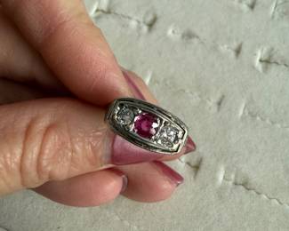 Ruby, Diamond and Gold Filigree Ring