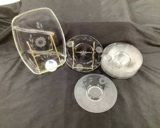 Cornflower Etched Glass Dishes