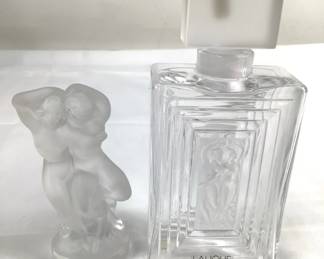 Lalique Crystal Duncan Perfume Bottle and Glass Figure "Le Faune"