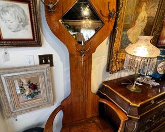 Antique Hat/Hall Tree w/Seat