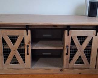 Entertainment Table with Barn Style sliding doors