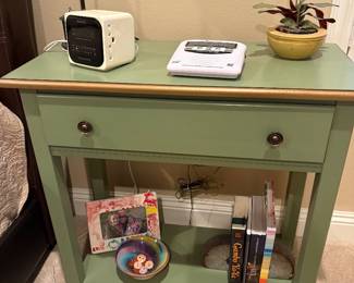 Light Green End Table one drawer 30” W x 15” D x 29 H $180