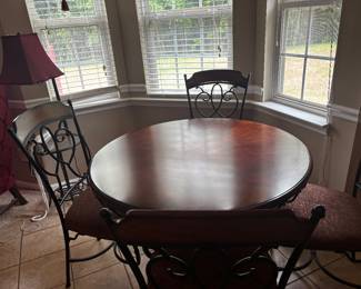 Wood and iron table and 4 chairs