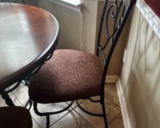 Wood and iron table and 4 chairs