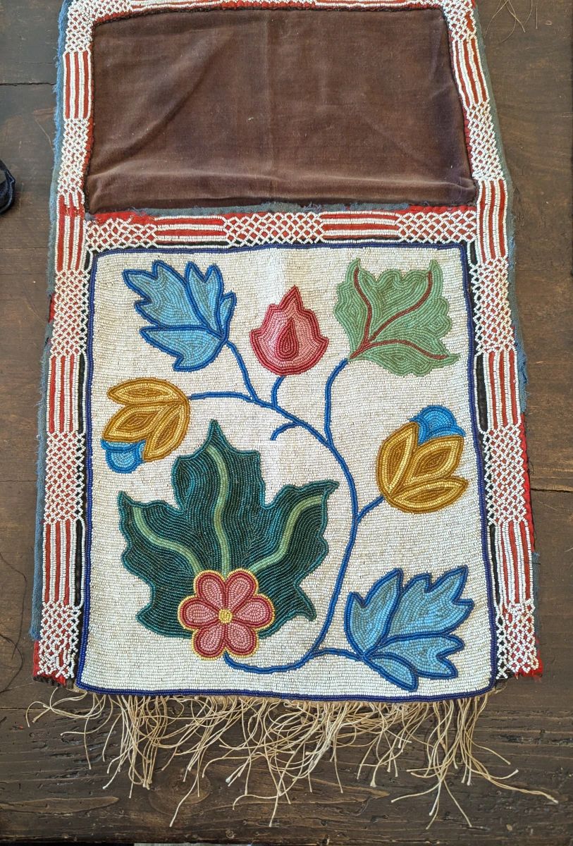 Native American beaded satchel bag. Large