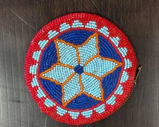 Small Beaded bag with zipper. Contemporary native American 