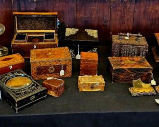 Lots of 18th and 19th c boxes and tea caddys