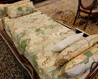 Civil War cot, with fancy bedding 
