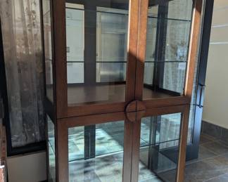 Large glass display case with built in lighting