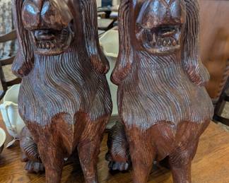 Carved mohagony dogs 21"