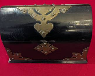 Antique wooden and brass boxes