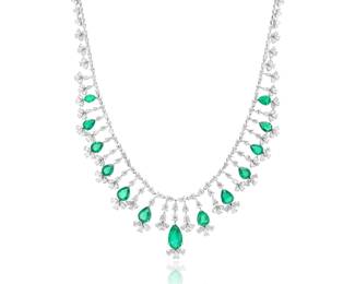 Lot 8254 Emerald Diamond Necklace