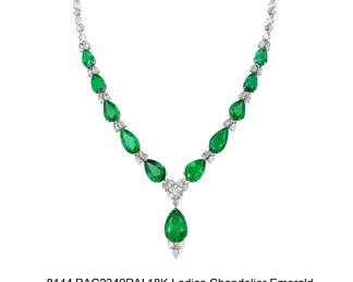 Lot 8144 Emerald Diamond Chandelier Necklace