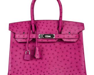 Lot 188 Hermes Birkin Ostrich Leather Bag 30cm