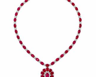 Lot 8300 Ruby and White Sapphire Necklace