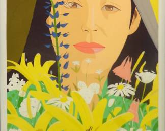 Lot 1620 Alex Katz Screen Print Ada with Flowers