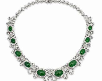 Lot 8299 Jadeite Jade Diamond Necklace