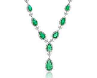 Lot 8247 Emerald Diamond Chandelier NecklaceGIA Certificate
