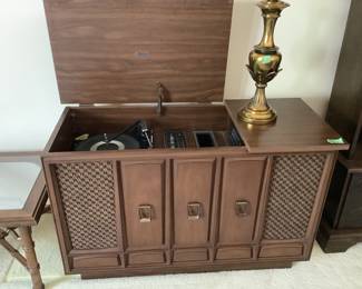 Vintage Zenith cabinet with record player and 8 track tape.