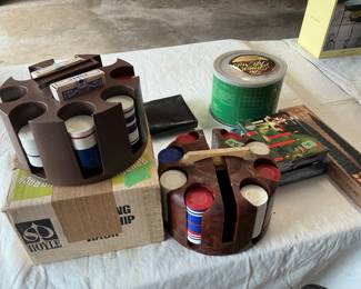 Two sets of poker chips and other games