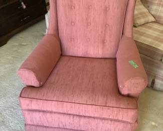 Pair of pink chairs measure 29 w x 39” d x 32” h