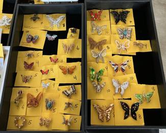 Wonderful butterfly brooch collection…..some in sterling.