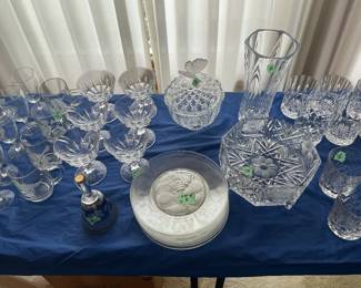 More glass plates, glasses,candy dishes, bowls, candlesticks