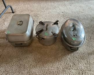 Vintage aluminum roasting pans