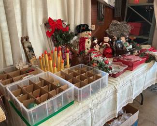 Christmas ornaments, candles, decorative items