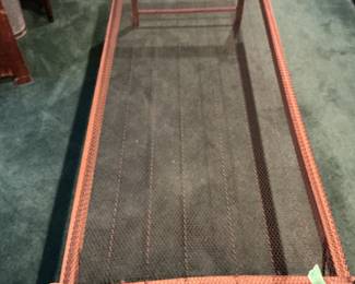 100 yr old cot. Wooden frame with double wire mattress base.