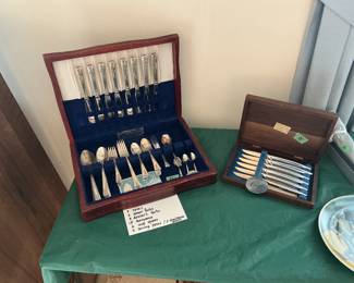 Set of eight flatware with box