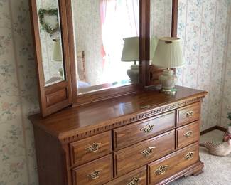 Sumter matching triple dresser with mirror 