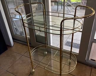 Gold Bar Cart with Wheels