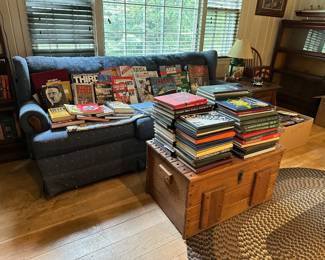 Sofa, Storage Trunk, Books, Year Books