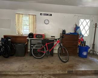 Tool Chest, Giant Bike, Flags, Chest of Drawers