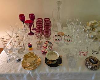 Lots of Vintage Stemware, Cups & Saucers