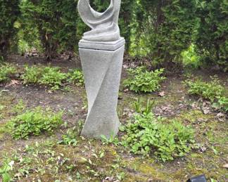 Large Outdoor Concrete Garden statue & stand, and grinding wheel