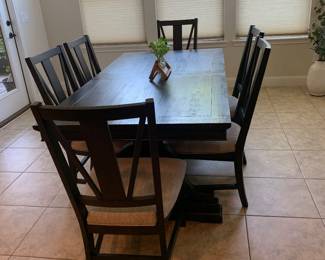 Solid wood dining table with six chairs 