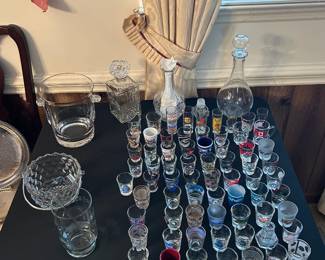 Barware. and an entire collection of shot glasses!