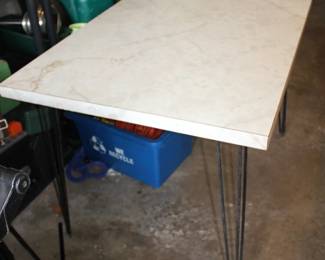 Mid Century table on iron legs
