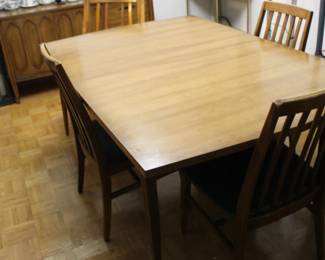Mid-Century table and chair set (two arm chairs, 3 side chairs)
