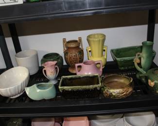 Art pottery including Roseville Pinecone