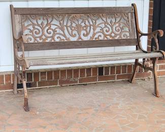 Iron & Wood Outdoor Bench