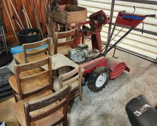 Tiller, Chairs, Yard Tools
