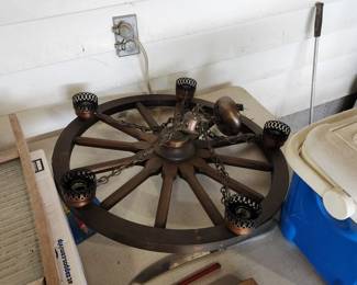 Vintage Wagon Wheel Light Fixture