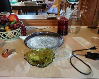 Porcelain Fruit Bowl, Vintage Glass