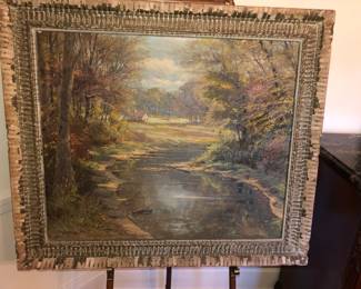Vintage signed landscape oil painting