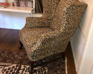 Slipcovered antique wing chair $85 