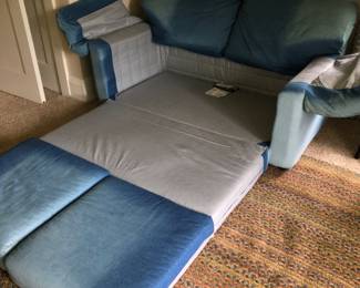 Surprisingly lightweight (no steel in frame) clean loveseat that converts to a bed