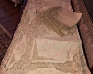Extremely fine antique handmade linen tablecloth and napkins set The original price may have been $2500? 